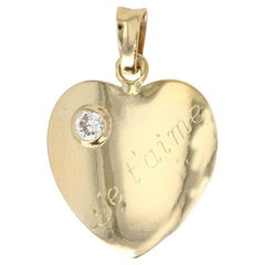 Modern Diamond 18 Karat Yellow Gold Heart Shape Pendant