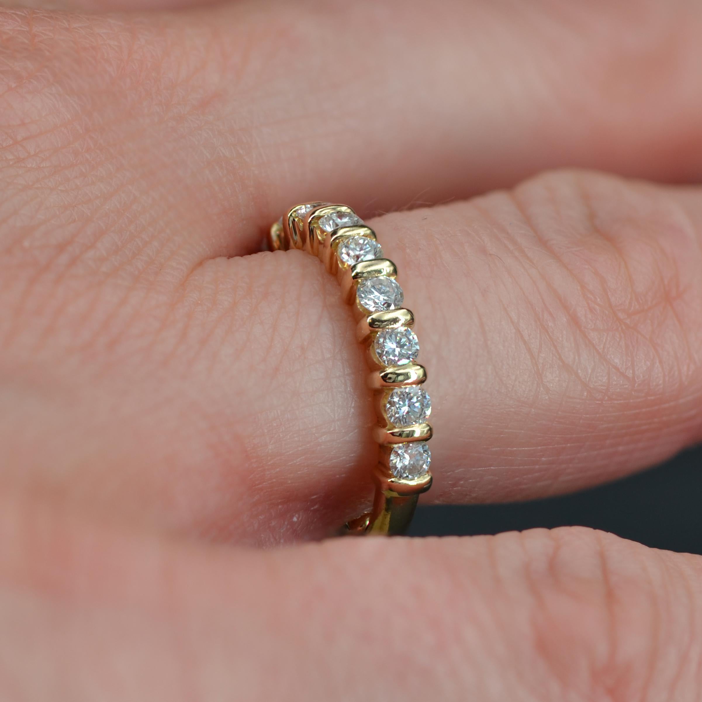 Modern Diamond 18 Karat Yellow Gold Wedding Ring For Sale 6