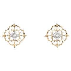 Modern Diamond 18 Karat Yellow White Gold Arabesque Earrings
