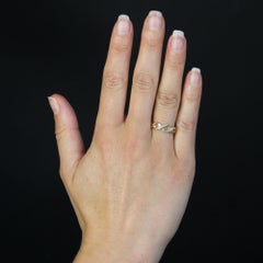 Modern Diamond 18 Karat Yellow White Gold Interlaced Ring