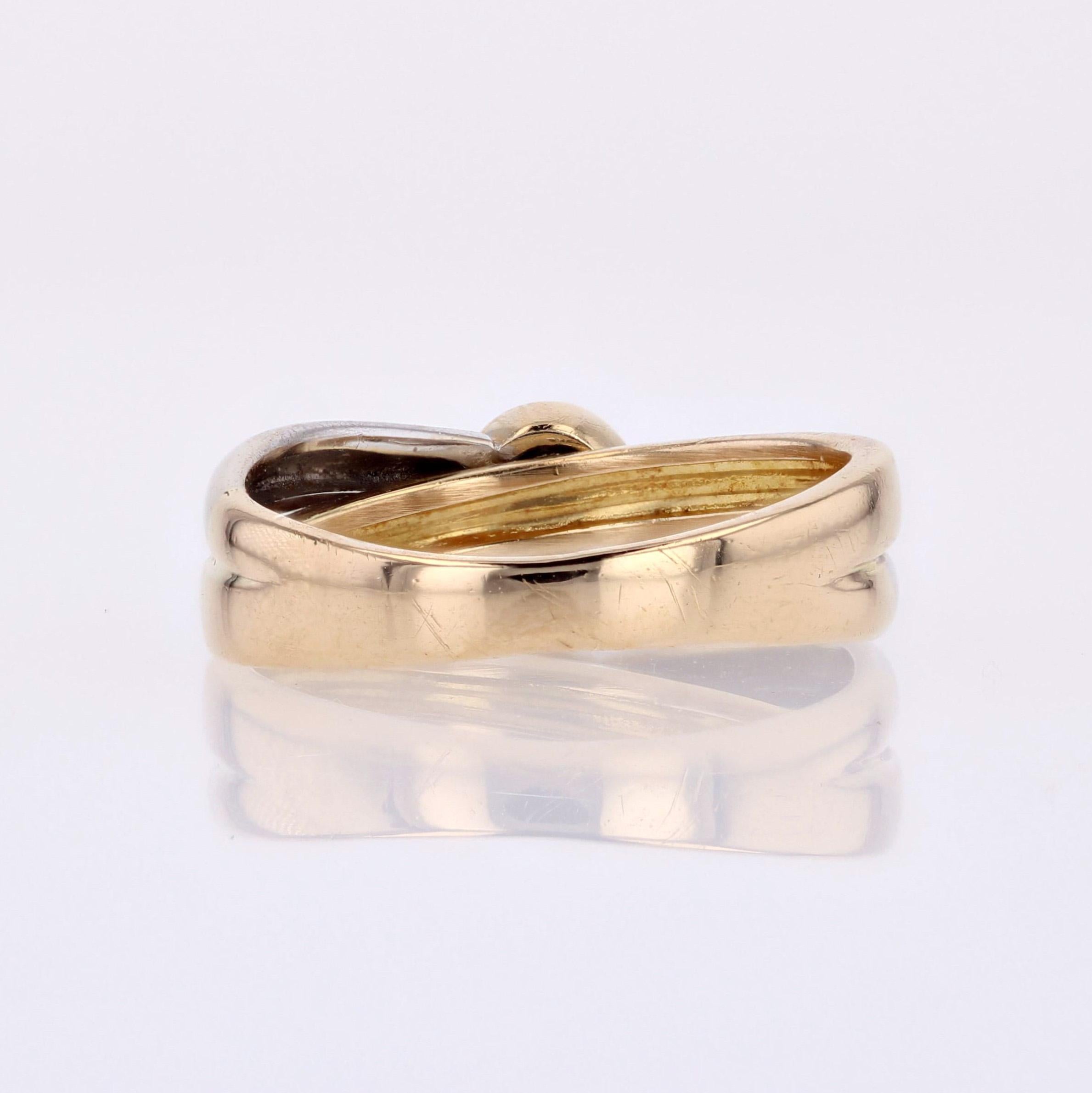 Modern Diamond 18 Karat Yellow White Gold Interlaced Ring For Sale 2