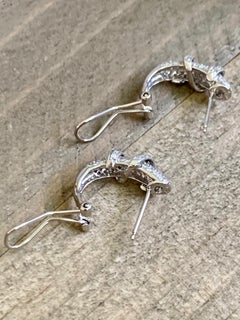 Modern Diamond 18 White Gold Omega Back Hoop Earrings