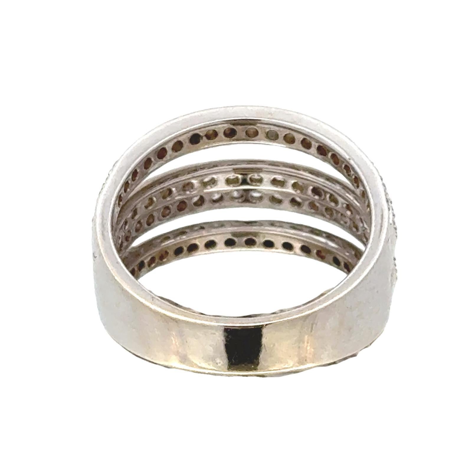 Modern Diamond 18K White Gold Multi-Row Modern Wedding Anniversary Band Ring 3