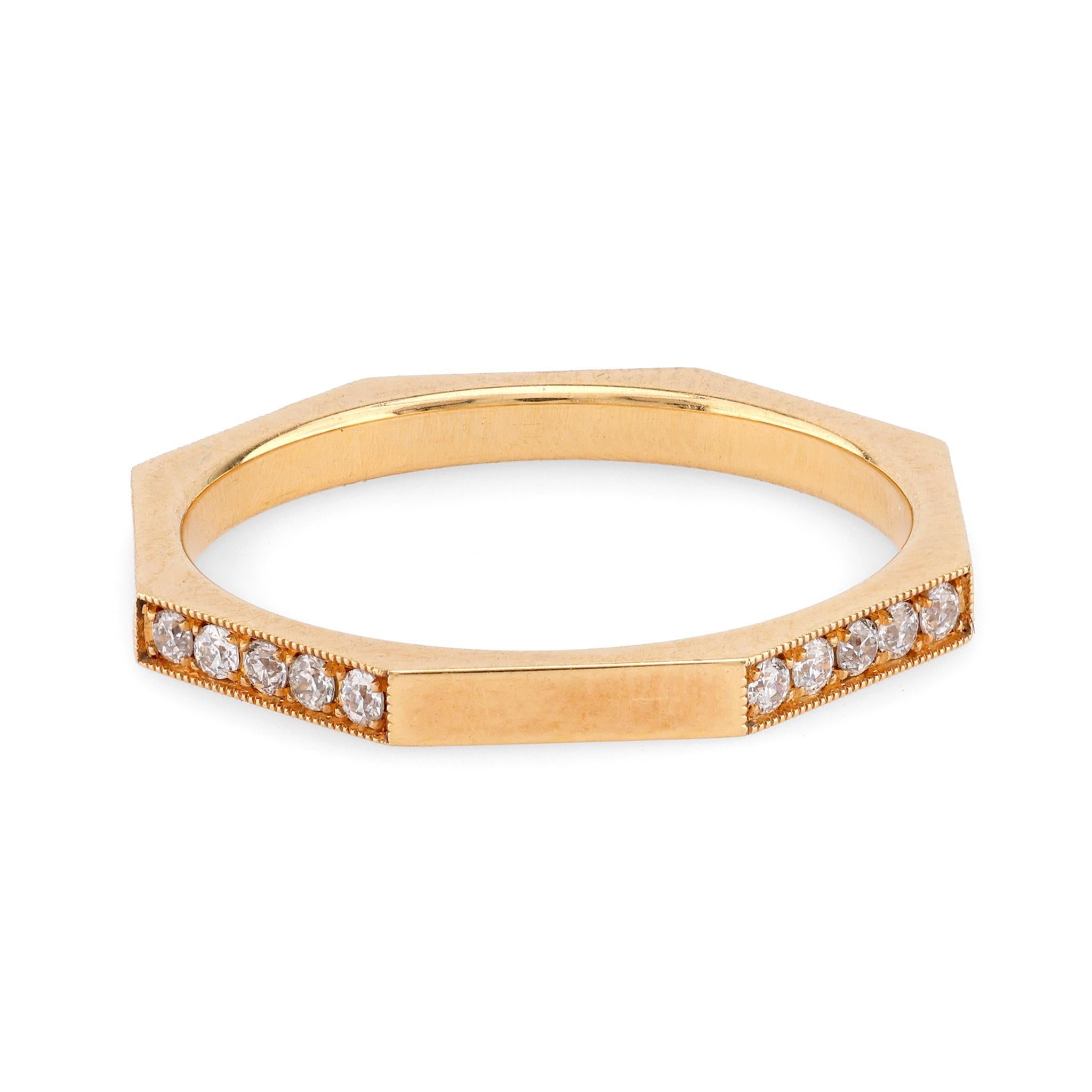 Anello eternità moderno con diamante in oro giallo 18 carati