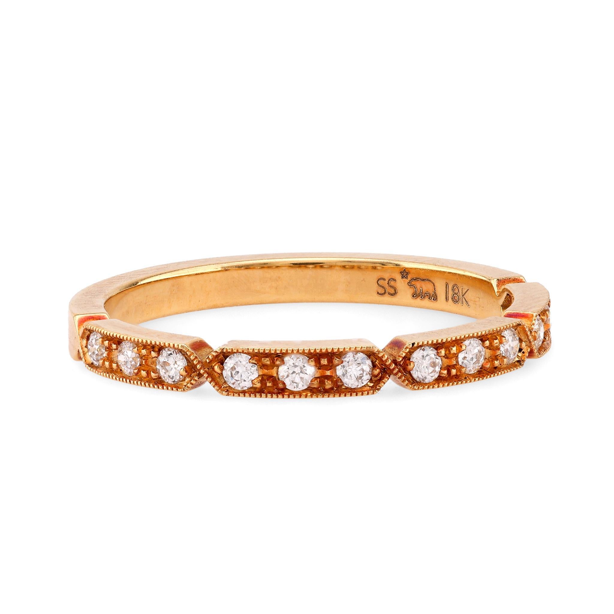 Bague d'éternité moderne en or jaune 18 carats avec diamants