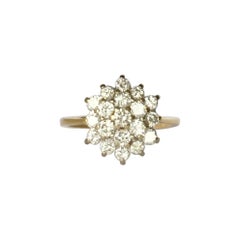 Vintage Modern Diamond and 18 Carat Gold Cluster Ring