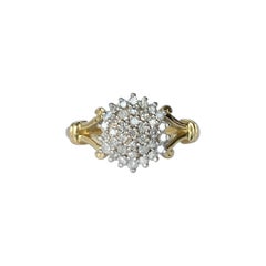 Modern Diamond and 18 Carat Gold Cluster Ring