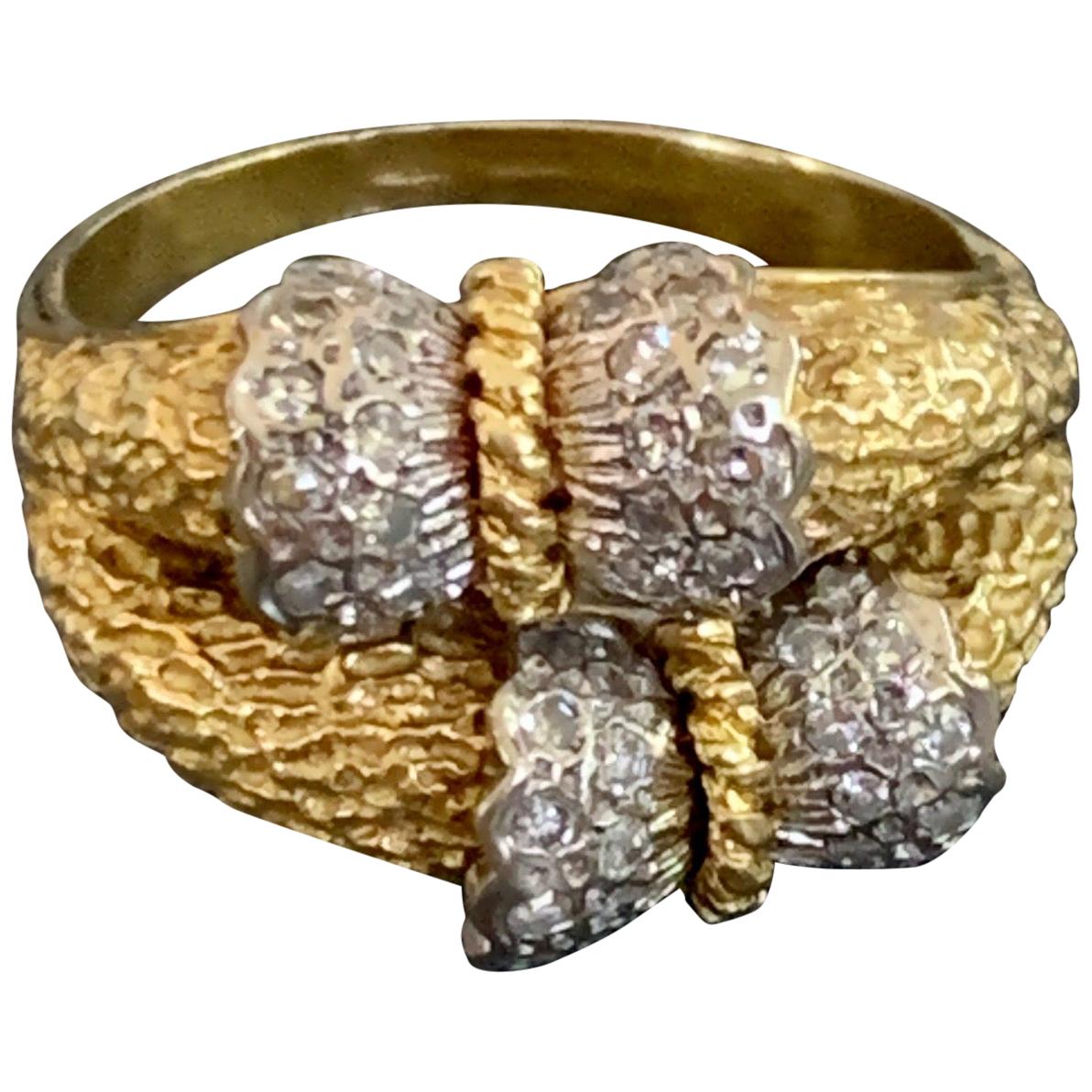 Modern Diamond and 18 Karat White and Yellow Gold Ring