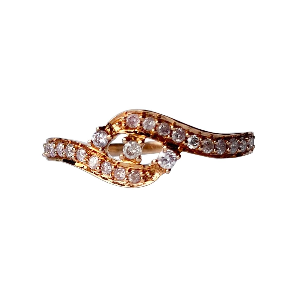 Modern Diamond and 9 Carat Rose Gold Ring For Sale