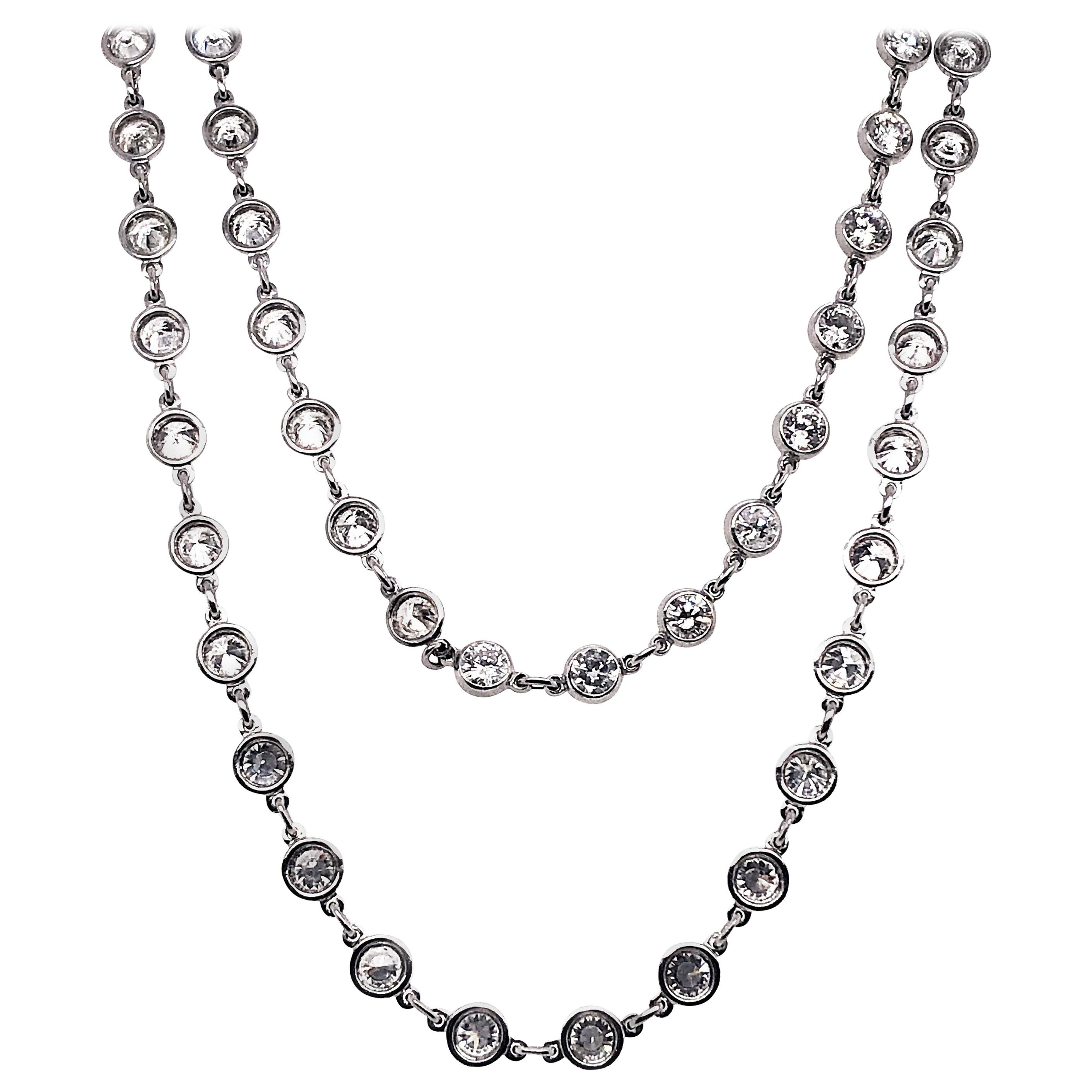 Modern Diamond and Platinum Chain Necklace, 7.77 Carat