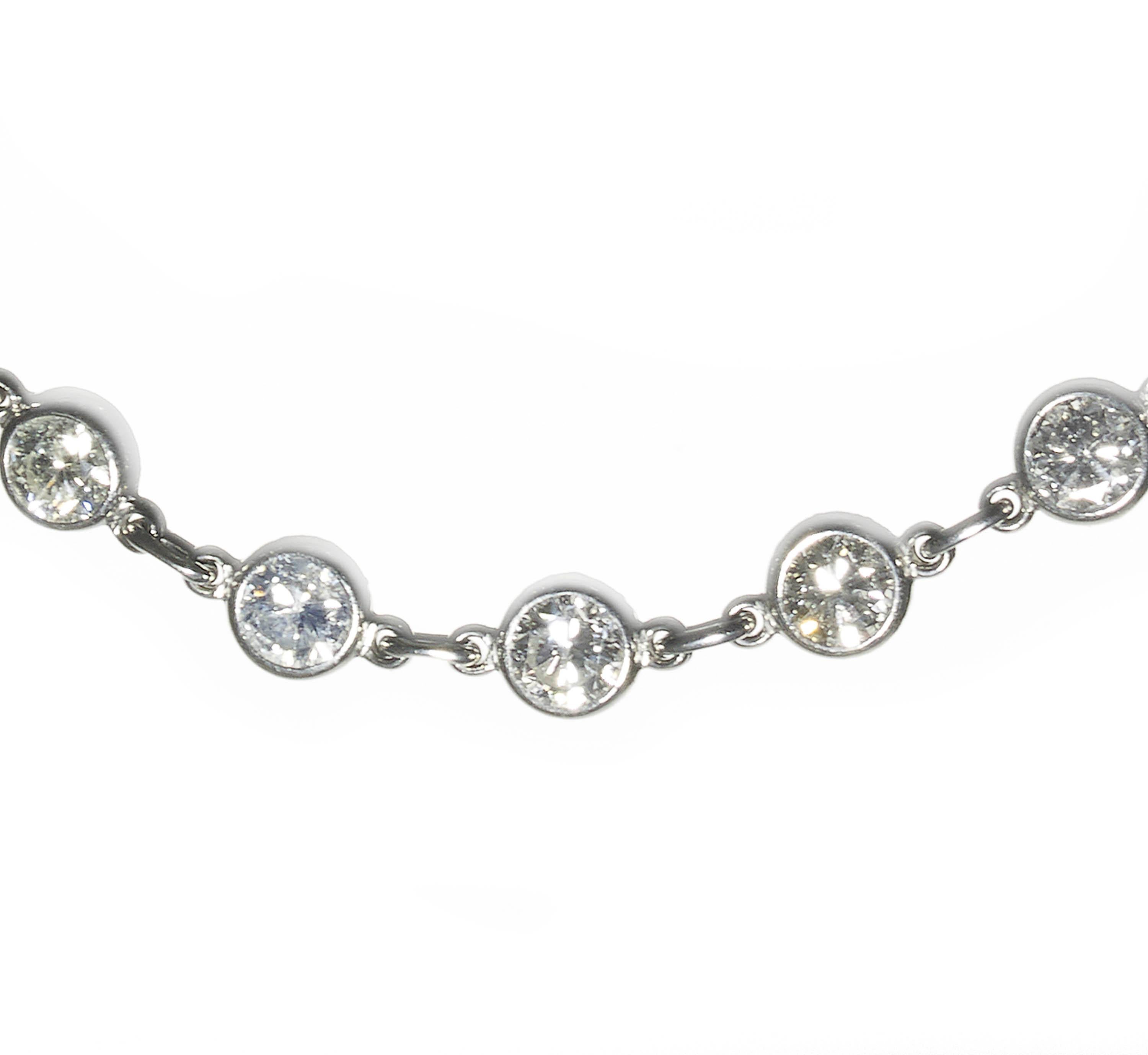 Round Cut Modern Diamond and Platinum Chain Necklace, 7.77 Carat