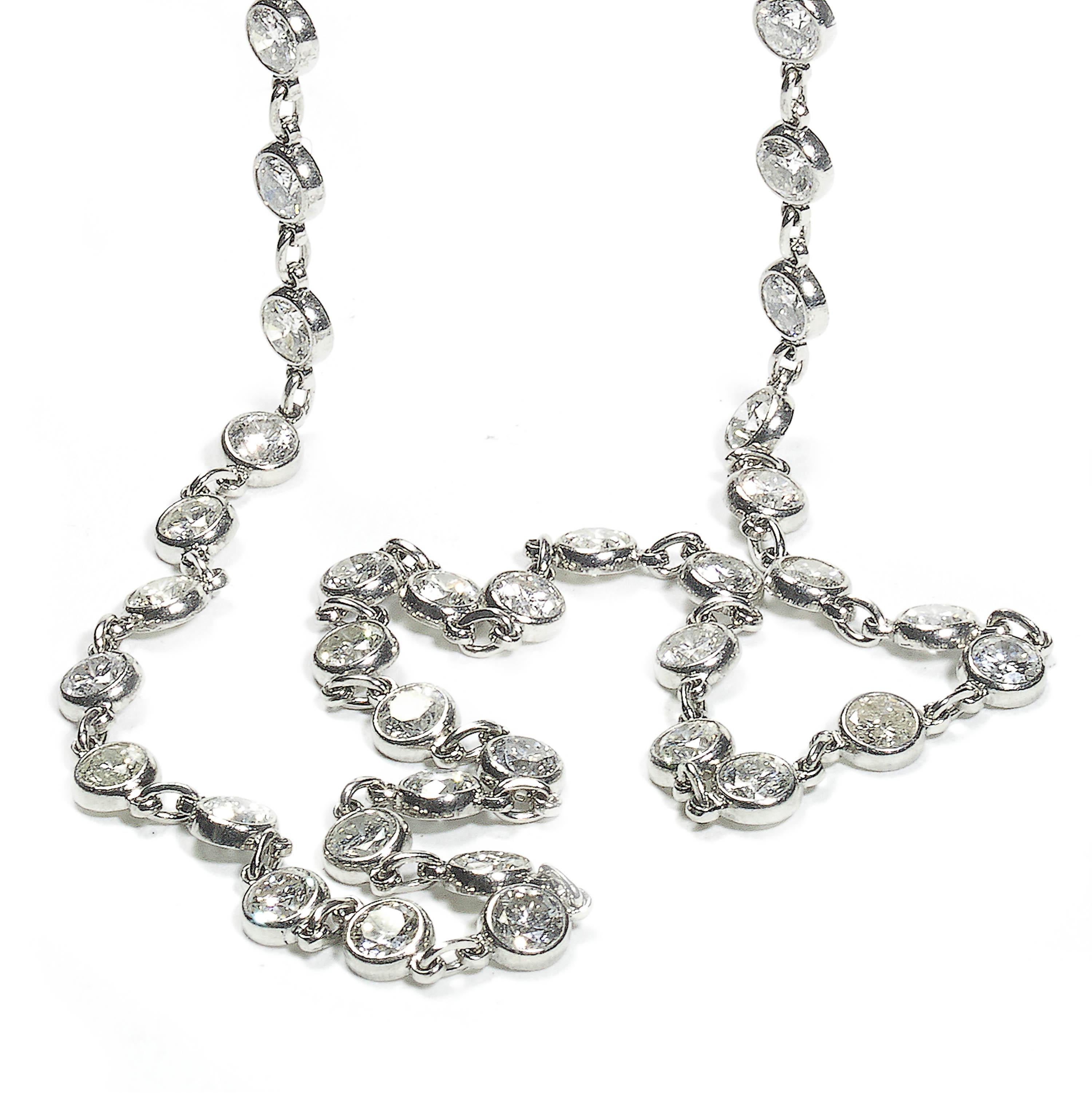 Modern Diamond and Platinum Chain Necklace, 7.77 Carat In New Condition In London, GB
