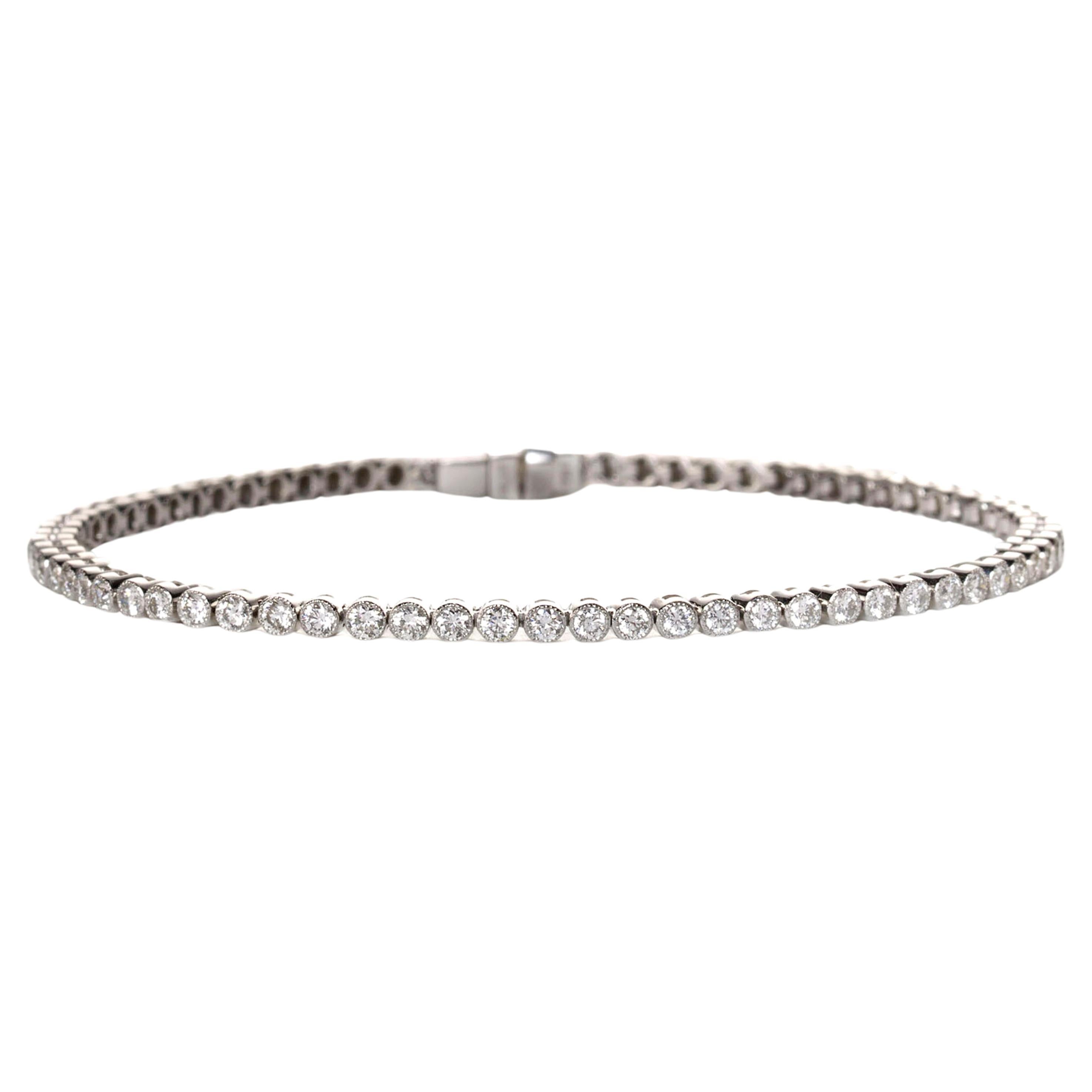 Modern Diamond and Platinum Line Bracelet, 1.92 Carats