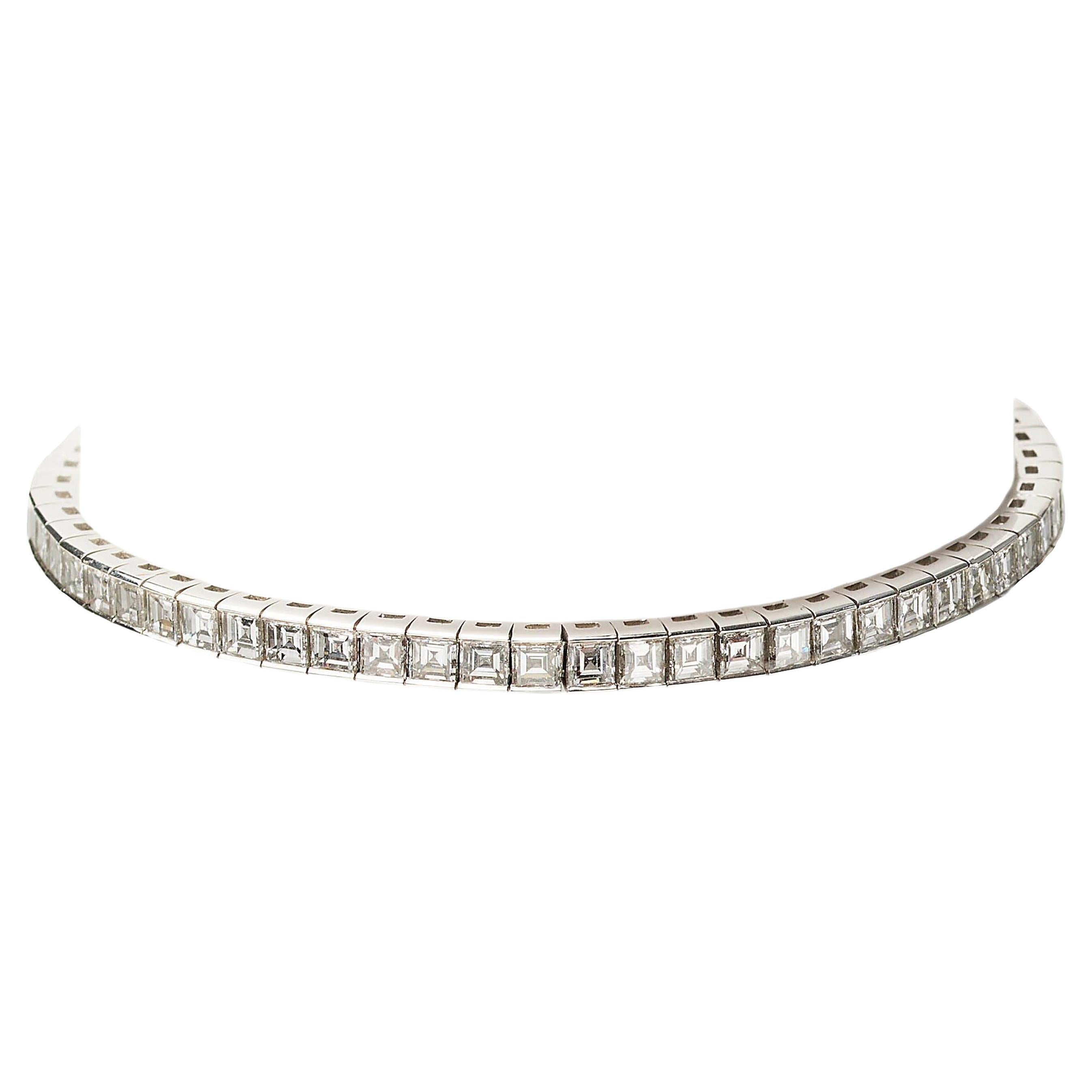 Modern Diamond and Platinum Line Bracelet, 8.40 Carats