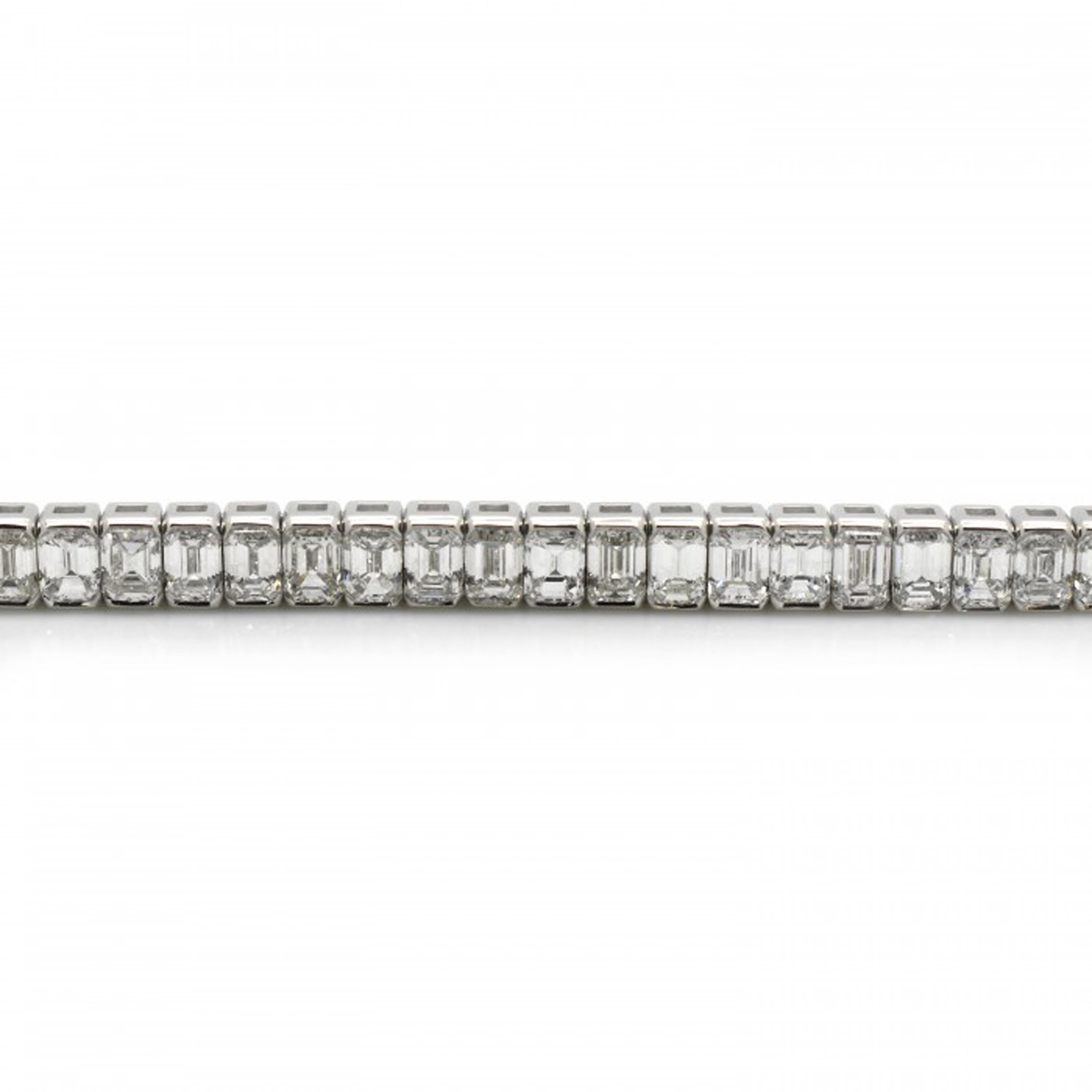 Emerald Cut Modern Diamond and Platinum Line Bracelet