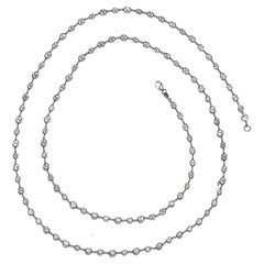 Modern Diamond and Platinum Long Chain Necklace, 28.09 Carats