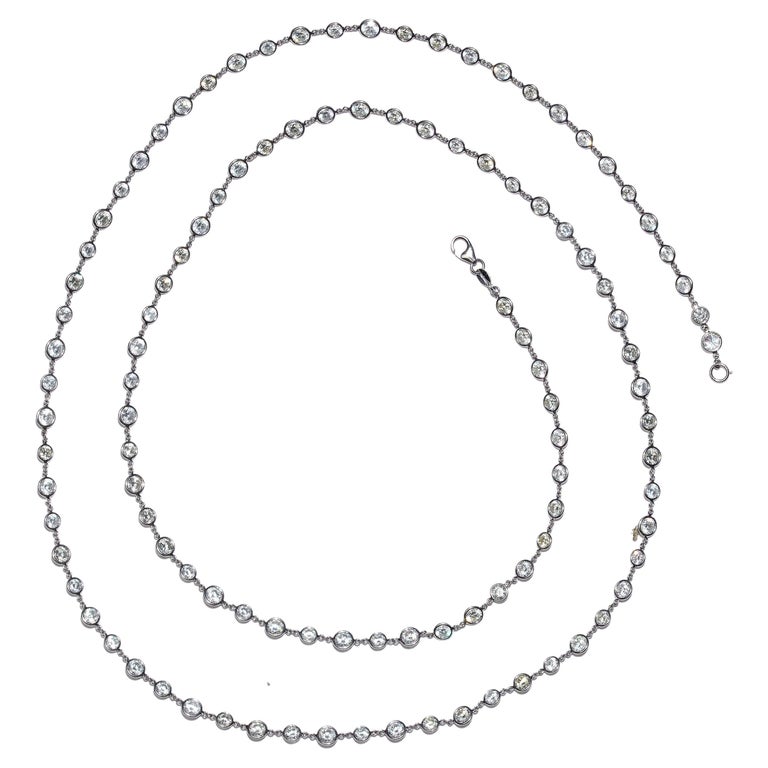 Modern Diamond and Platinum Long Chain Necklace, 28.09 Carats For Sale