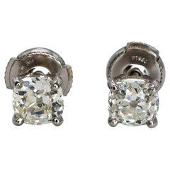 Modern Diamond and Platinum Stud Earrings, 1.92 Carats