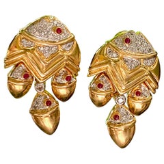 Modern Diamond and Ruby School of Fish 18 Karat Gold Dangle Earrings