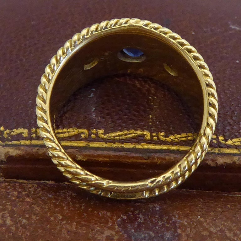Modern Diamond and Sapphire Byzantine Style Ring at 1stDibs