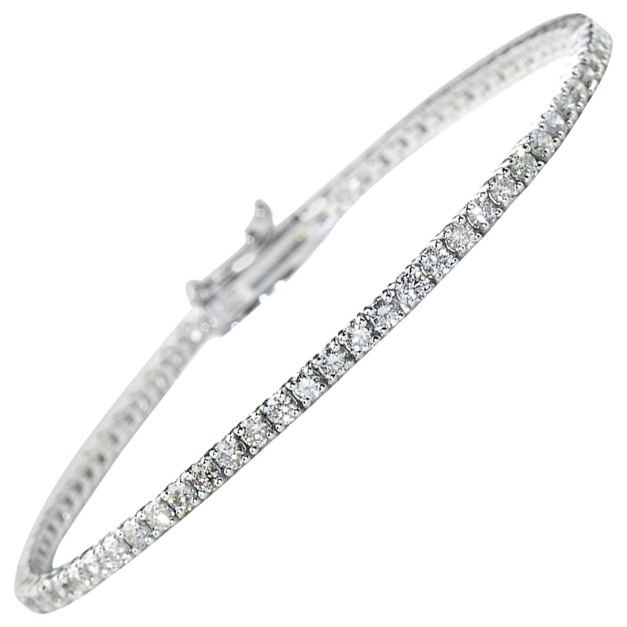 Modern Diamond and White Gold Line Bracelet, 2.50 Carats