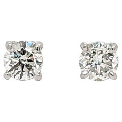 Modern Diamond And White Gold Stud Earrings, 0.52 Carats