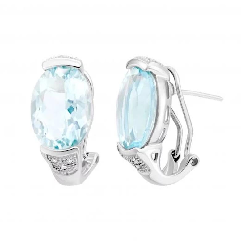 Modern Diamond Aquamarine White Gold Earring for Her In condizioni Nuovo in vendita a Genève, GE