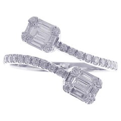 Moderner offener Diamantring mit Baguette-Diamant 3-tlg.-Set