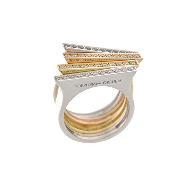 For Sale:  Modern Diamond Band in 18 Karats Rose Gold Stackable Wedding Ring 2