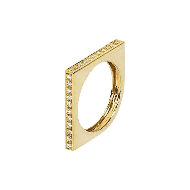 Modern Diamond Band in 18 Karats Yellow Gold Stackable Wedding Ring For Sale