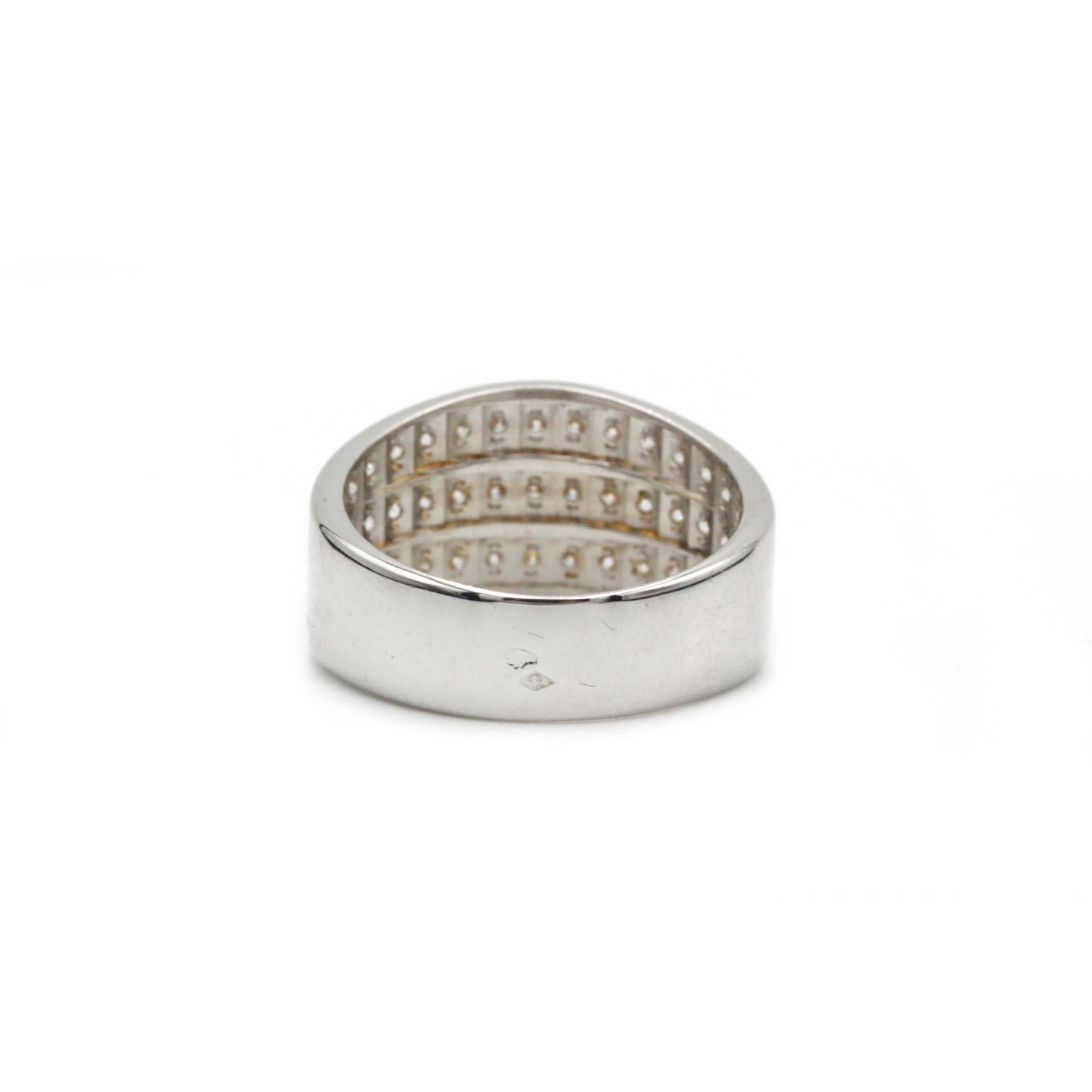 Moderno Anello moderno con diamanti in oro bianco 18 carati, pavé da 1,00 carati, G VS, misura FR 54 / US 6 in vendita