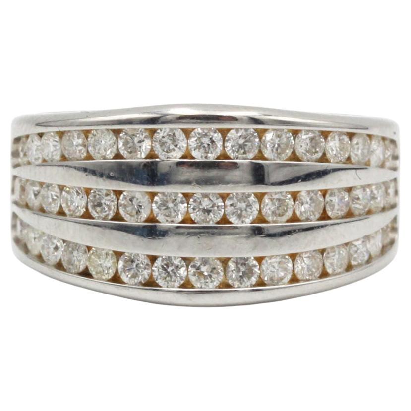 Anello moderno con diamanti in oro bianco 18 carati, pavé da 1,00 carati, G VS, misura FR 54 / US 6