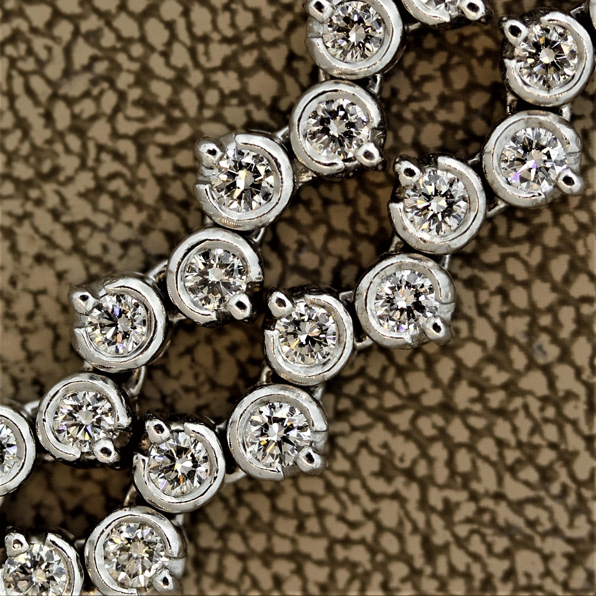 Round Cut Modern Diamond Bezel Gold Tennis Necklace For Sale