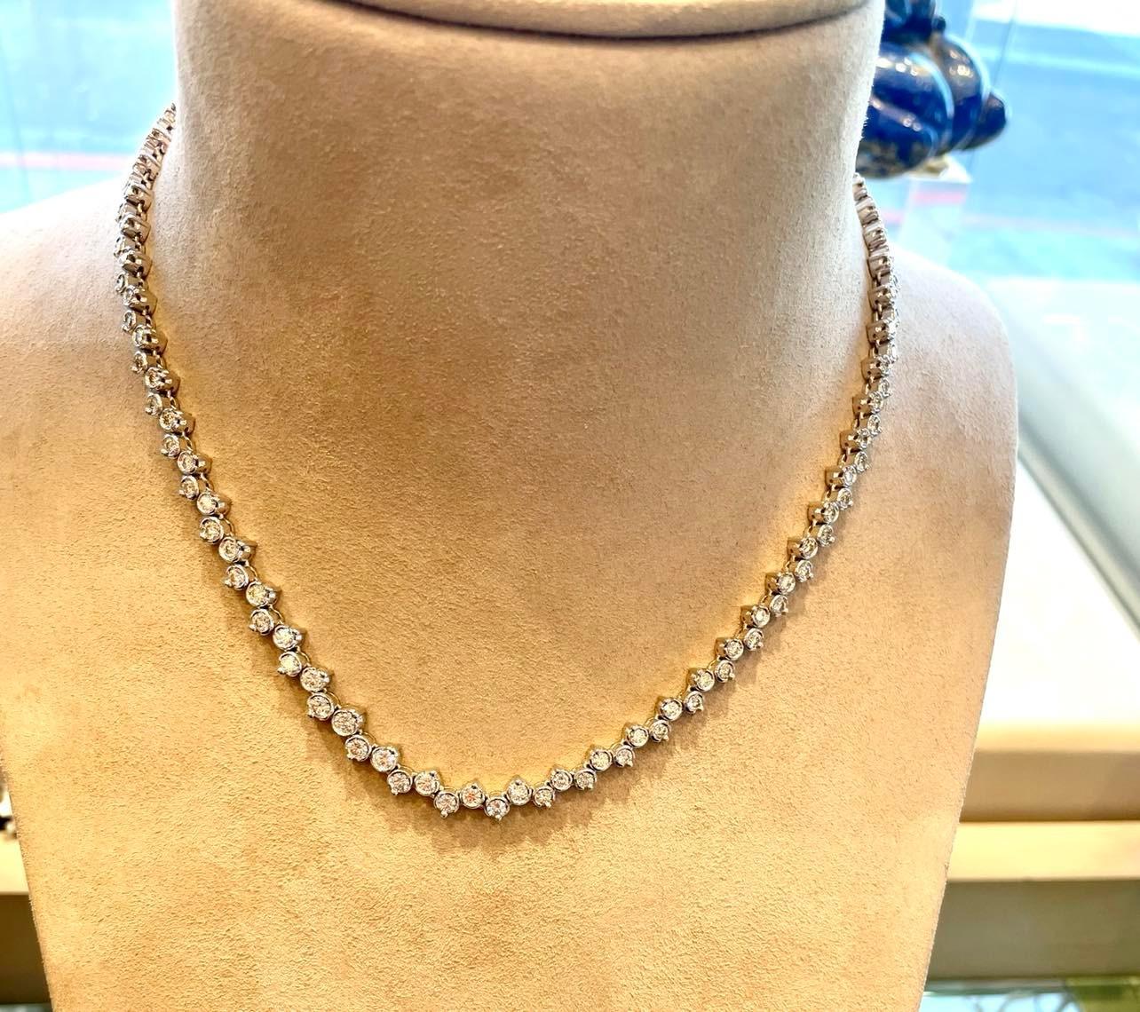 Women's Modern Diamond Bezel Gold Tennis Necklace