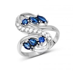 Modern Diamond Blue Sapphire White 14k Gold Earrings for Her