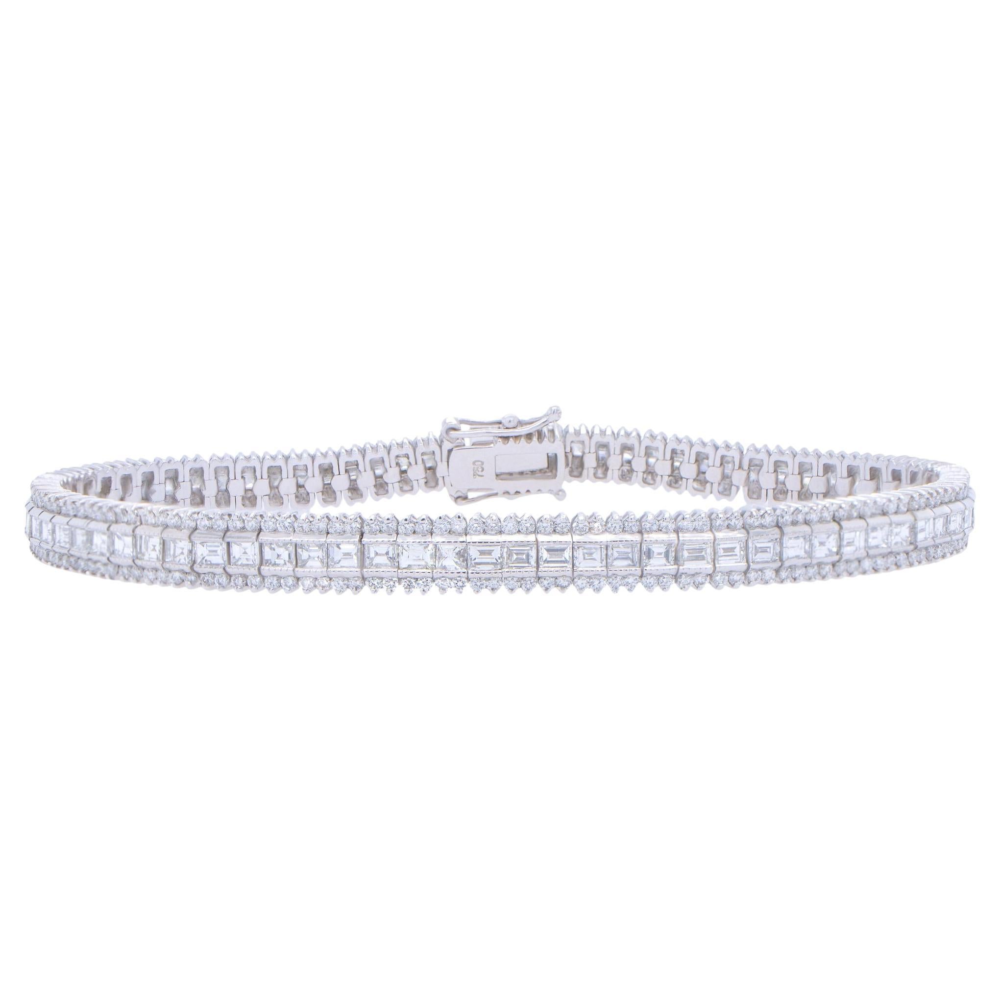 Pulsera moderna de diamantes 6,20 quilates 390 diamantes Oro de 18 quilates