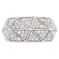 Bague cocktail moderne grappe de diamants en or blanc 18 carats