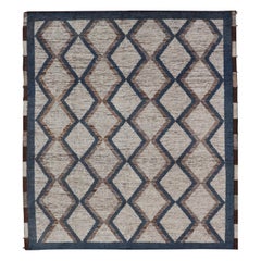 Modern Diamond Design in, off White, Stone Blue, Light Brown Colors