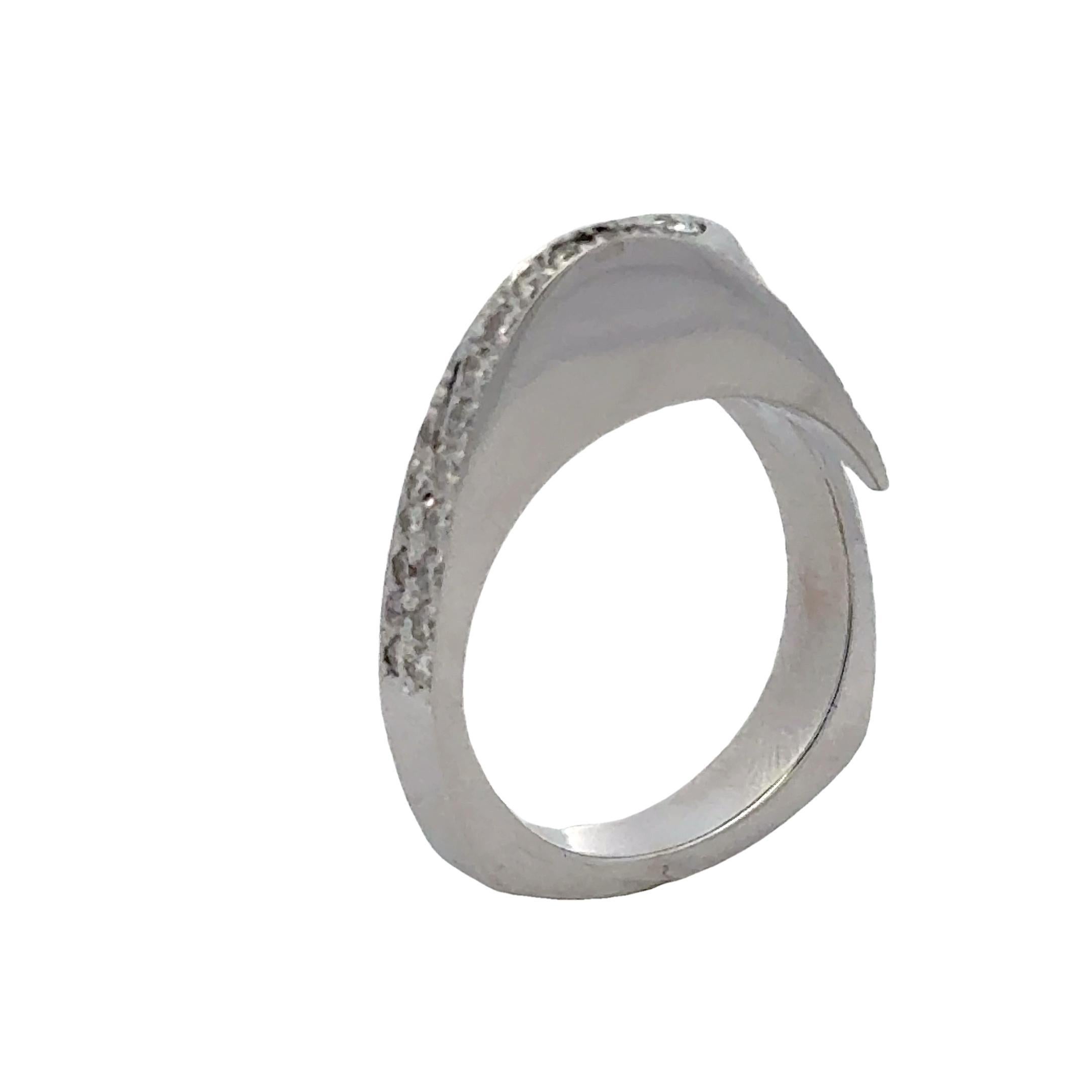 Modern Diamond Dome Crossover 14 Karat White Gold Ring 5