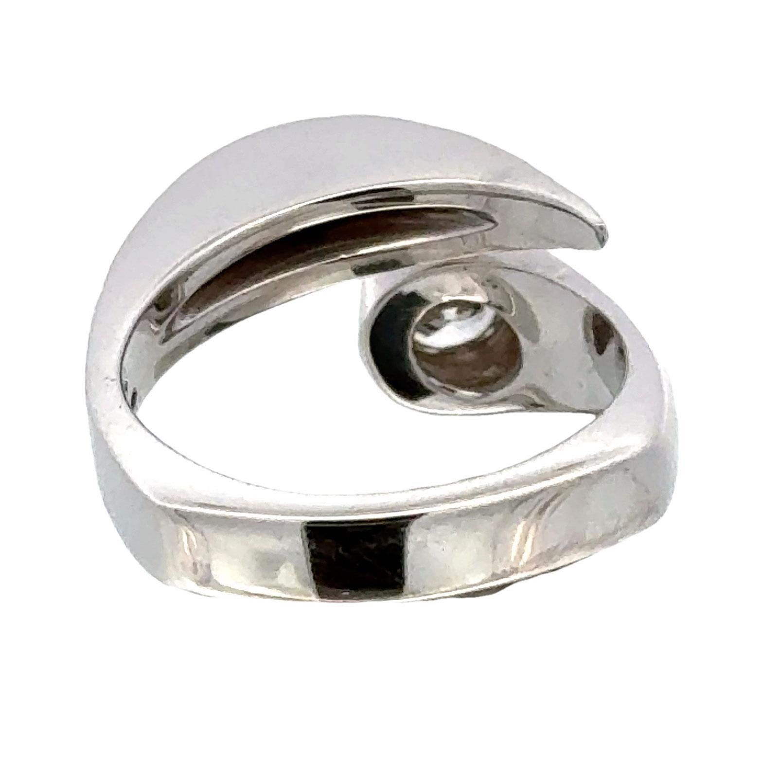 Modern Diamond Dome Crossover 14 Karat White Gold Ring 2