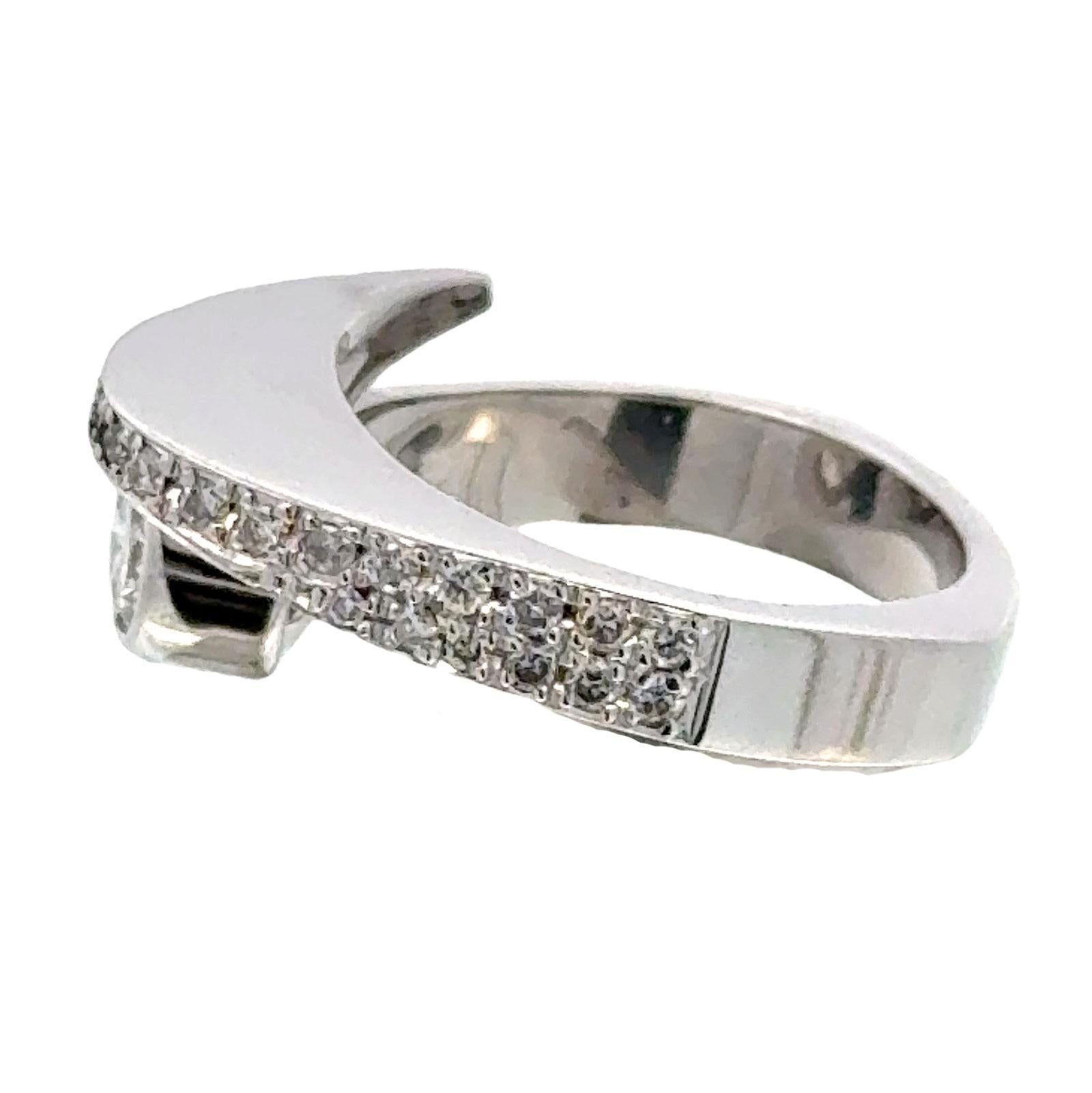 Modern Diamond Dome Crossover 14 Karat White Gold Ring 4