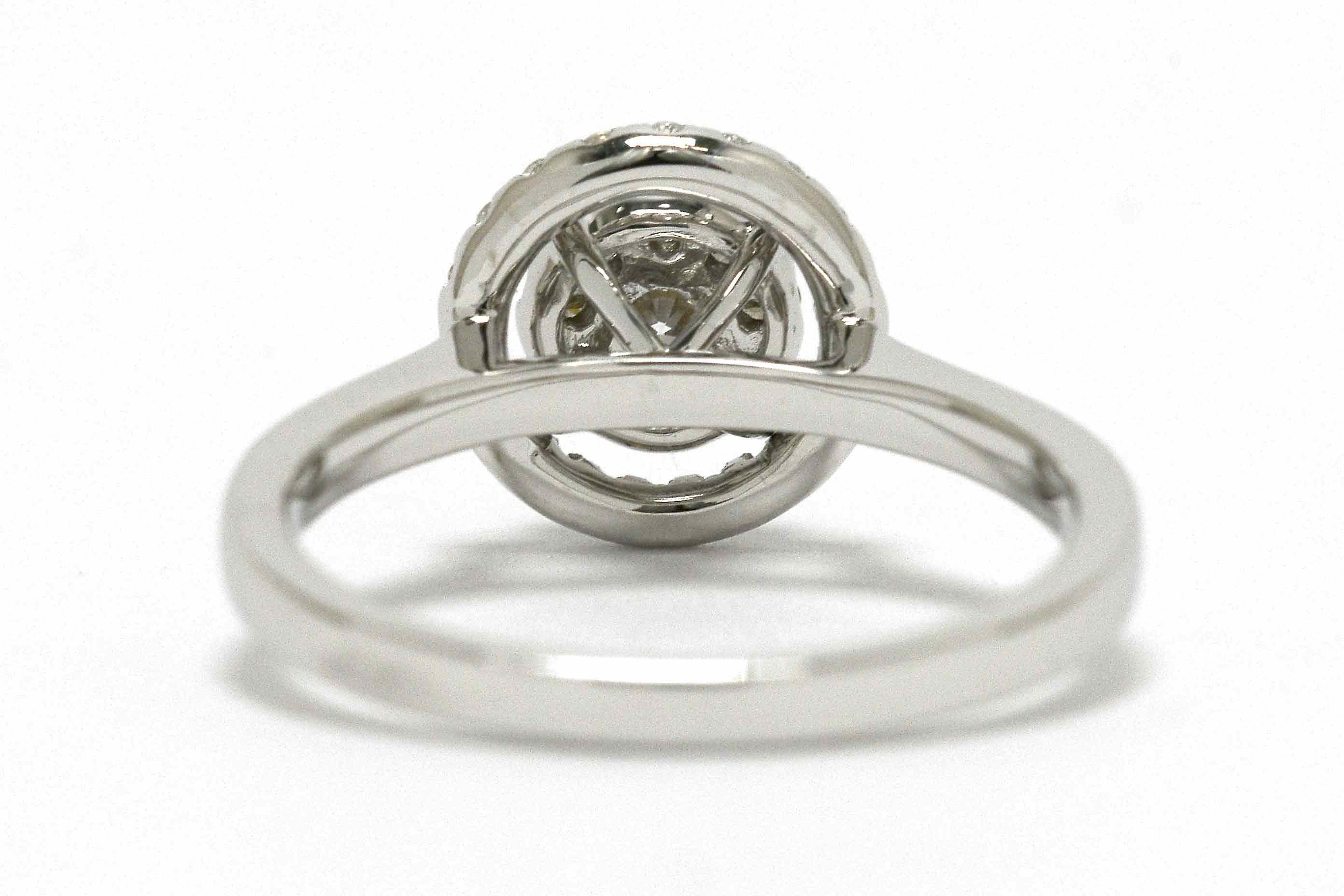 Men's Modern Diamond Ring Art Deco Inspired Halo Cluster 18 Karat White Gold
