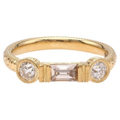 Modern Diamond Filigreed Yellow Gold Wedding Band