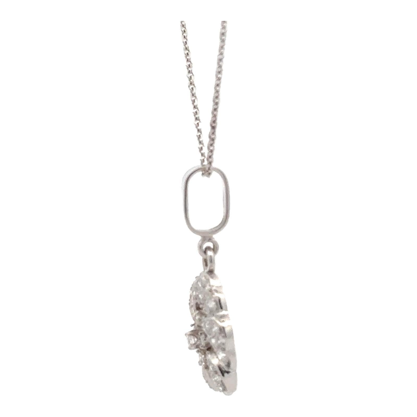Women's Modern Diamond Floral Platinum 14 Karat White Gold Pendant Necklace For Sale