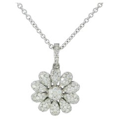 Collar Colgante Flor Diamante Oro Blanco 18K ~2ctw Moderno