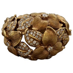 Modern Diamond Foliage Floral Gold Ring