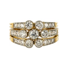 Vintage Modern Diamond Gold 3-Band Ring