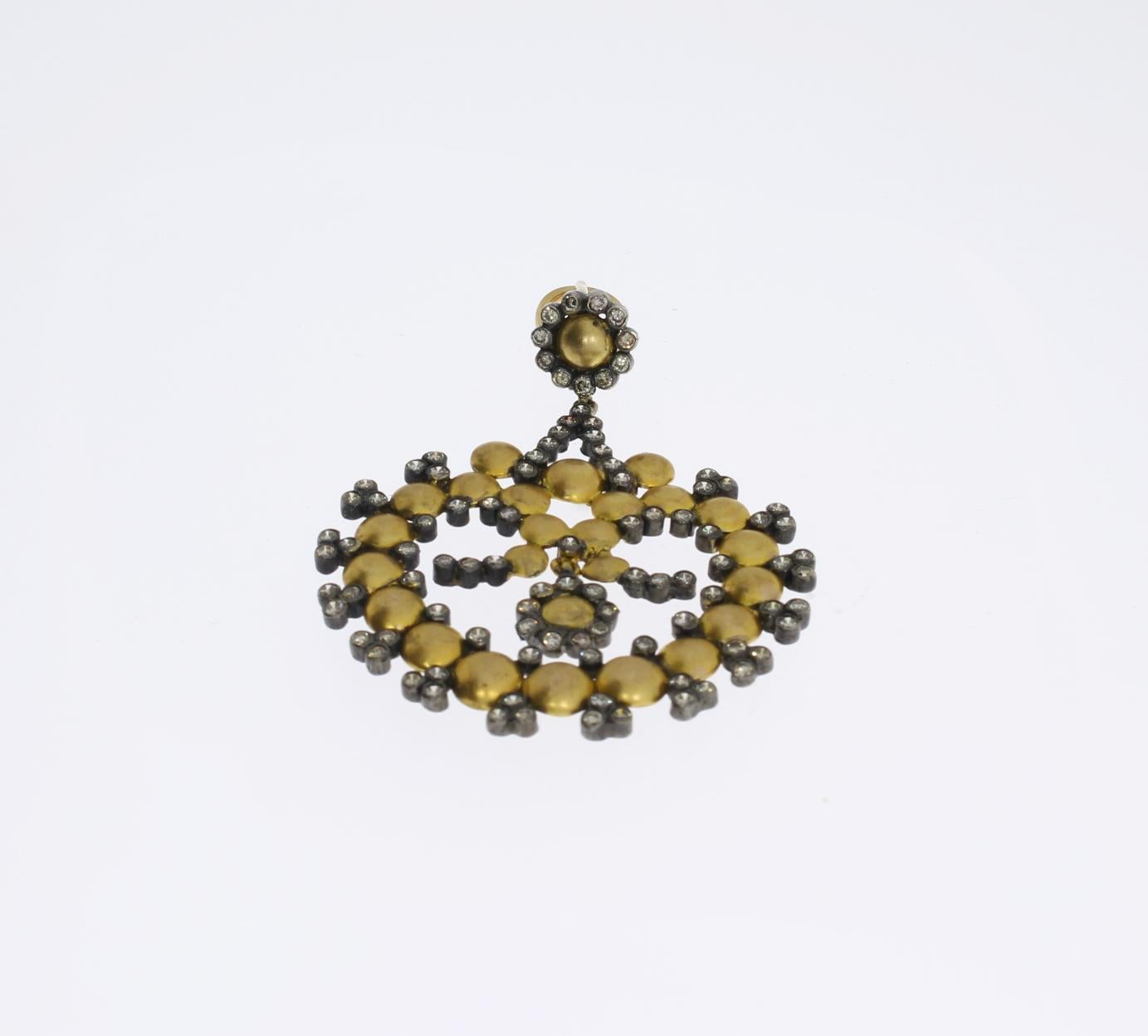 Rose Cut Modern Diamond Gold Dangle Earrings For Sale