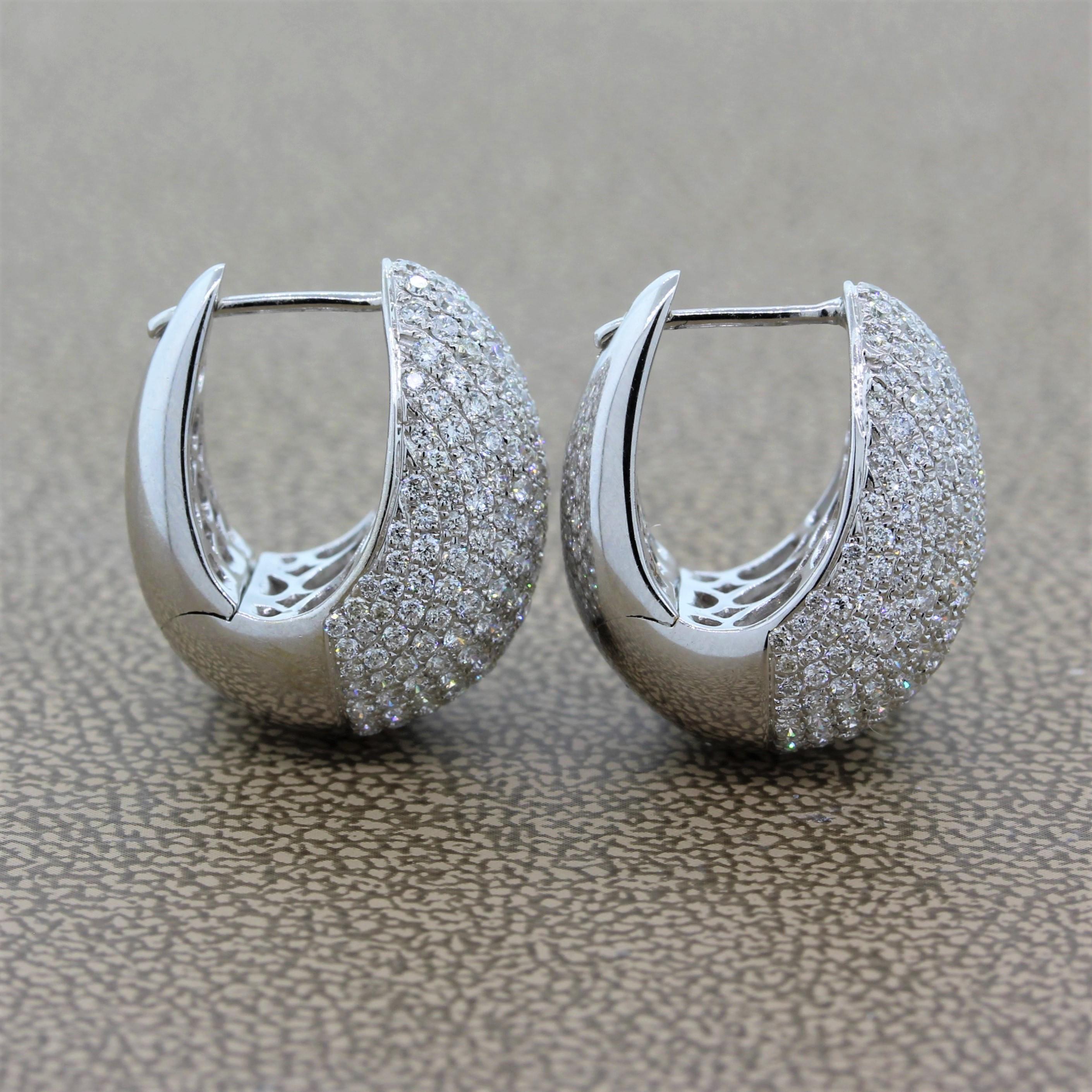 Women's Modern Diamond Gold Earrings For Sale