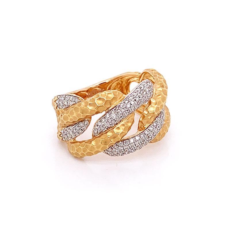 Modern Diamond Gold Link Ring-Band For Sale 1